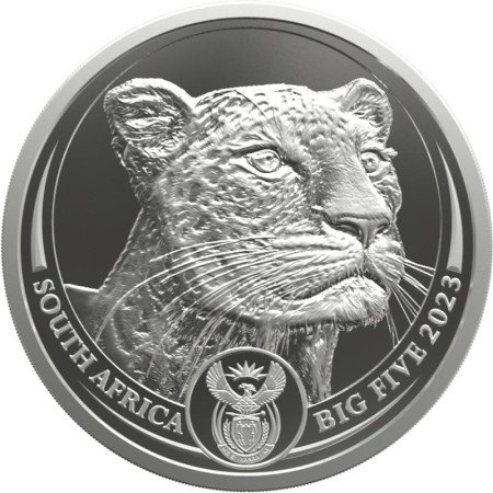 5 oz, South Africa, 2023, Silver, Big Five II - Leopard, Obverse