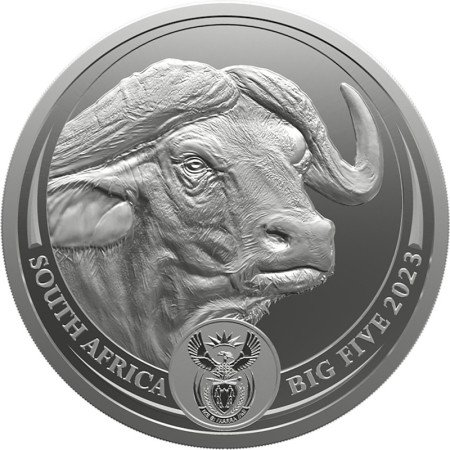 5 oz, South Africa, 2023, Silver, Big Five II - Buffalo, Obverse