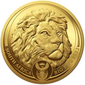 5 oz, South Africa, 2022, Gold, Big Five II - Lion, obverse