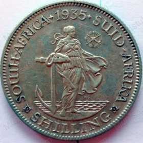 Shilling, South Africa, 1935, Silver reverse