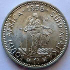 Shilling, South Africa, 1958, Silver