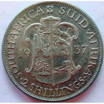 Two Shillings, South Africa, 1937, Silver