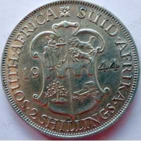 Two Shillings, South Africa, 1944, Silver