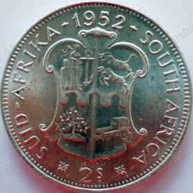 Two Shillings, South Africa, 1952, Silver