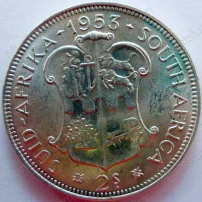 Two Shillings, South Africa, 1953, Silver