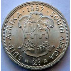 Two Shillings, South Africa, 1957, Silver