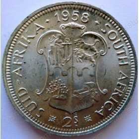 Two Shillings, South Africa, 1958, Silver