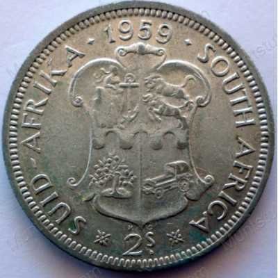 Two Shillings, South Africa, 1959, Silver